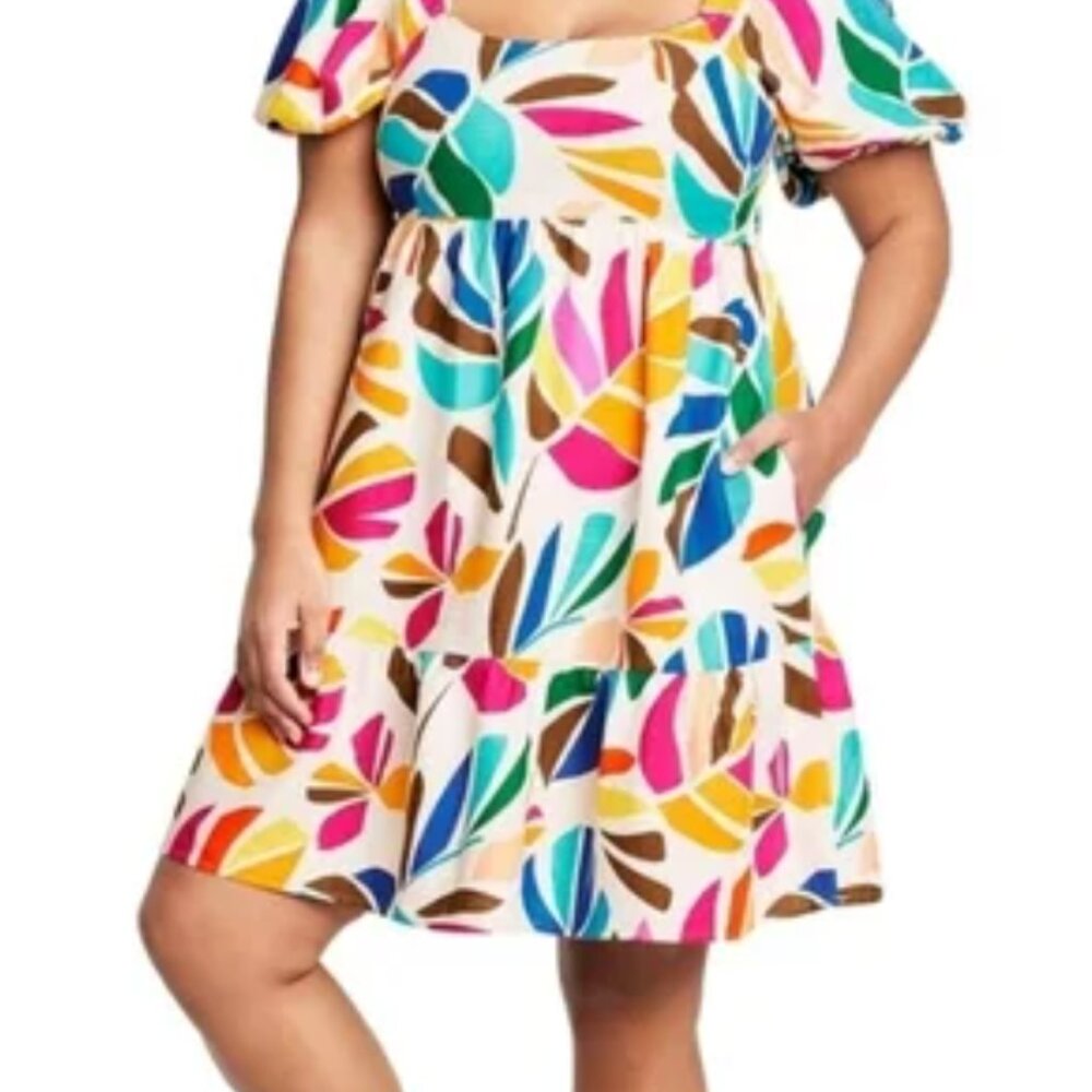 Tabitha Brown for Target Women's Sz Large Bubble Sleeve Tiered Dress